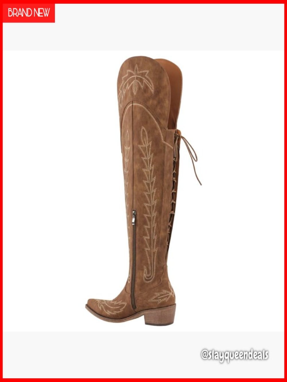 Thigh High Cowboy Boots Wide Calf Western Embroidered Over Knee - Picture 3 of 7